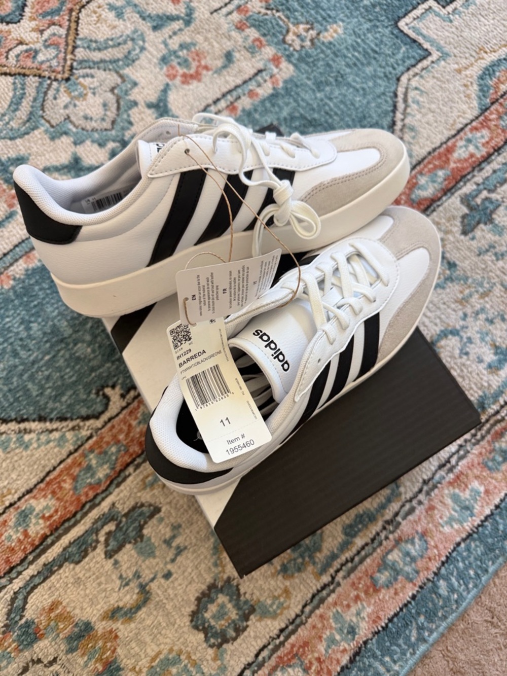 adidas White Sneakers with Black Three-Stripes - Picture 3 of 4